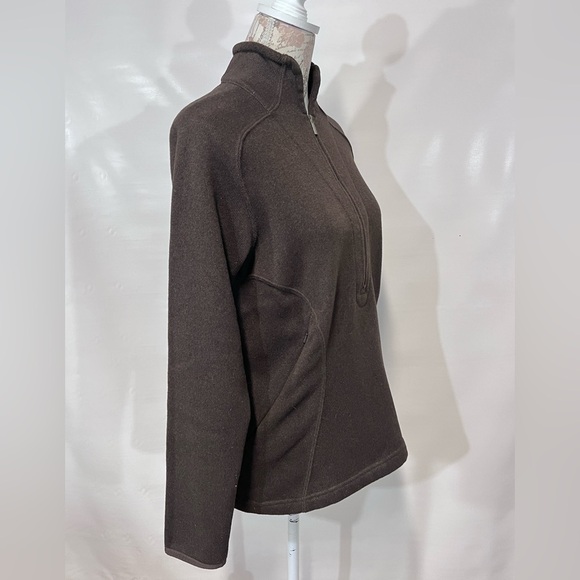 LANDS END Brown mock neck 1/4 zip sweater size 10-12.‎ - Picture 2 of 12